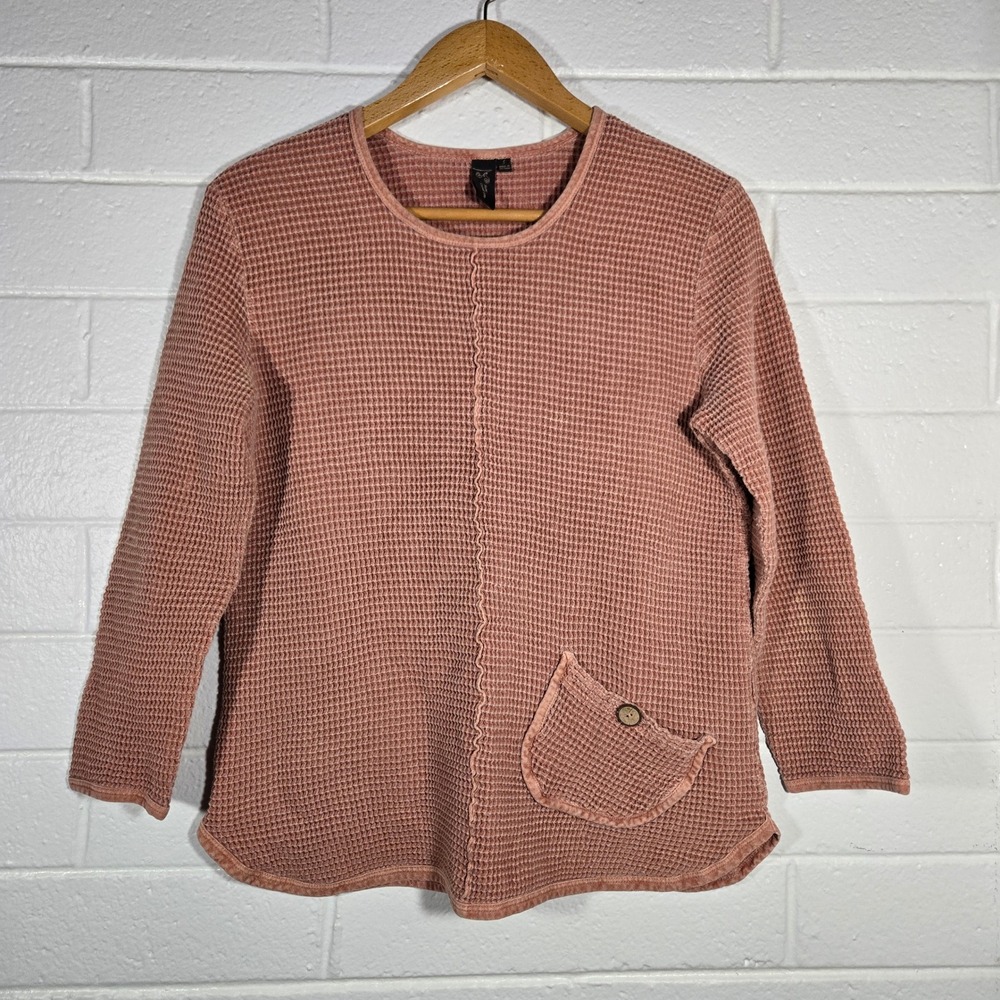 Focus Casual Life Waffle Knit Top Oversized‎ Small Cotton Tunic Hippie Boho
